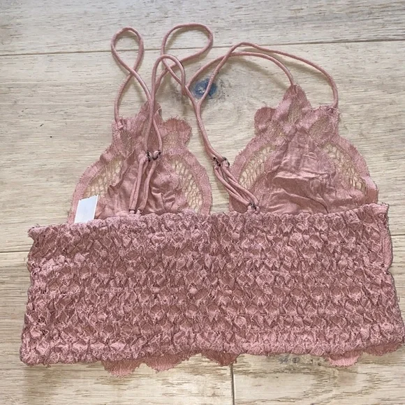 Free People Pink Peachy Lace Lingerie Bra- Small - Picture 2 of 3